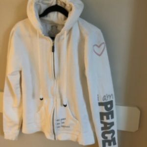 White hooded zip cardigan